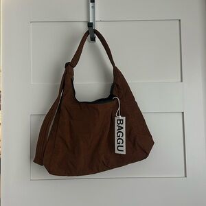 NWT BAGGU nylon shoulder bag in brown